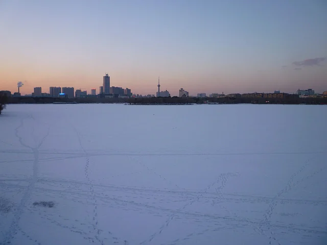 Nanhu Lake and the Changchun skyline.