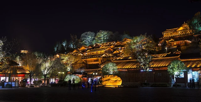 Lijiang Old Town at night.
