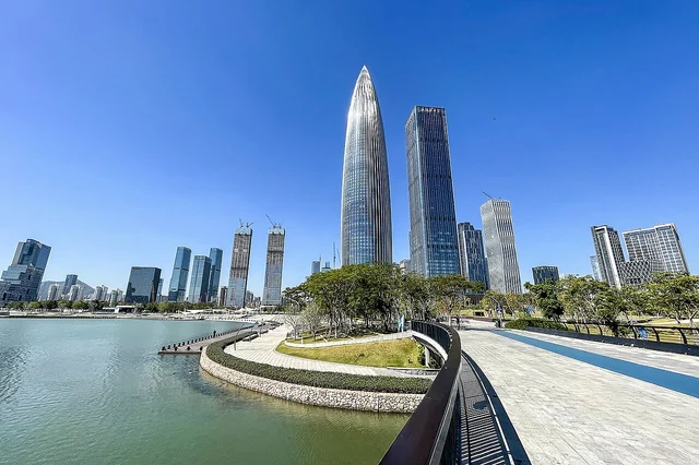 The skyline at Shenzhen Bay.