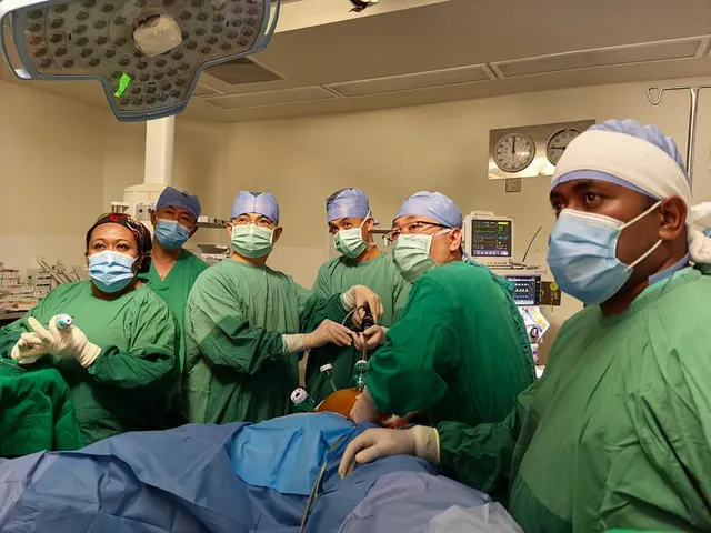 Chinese and Fijian doctors work together in surgery, 6 October 2025.