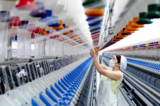 Textile production with an intelligent machine in Shandong, 12 March 2024.
