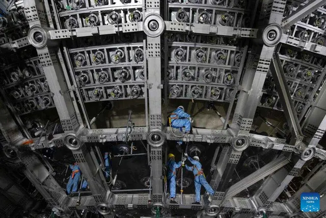 Building the detector’s steel support structure, 10 October 2024.
