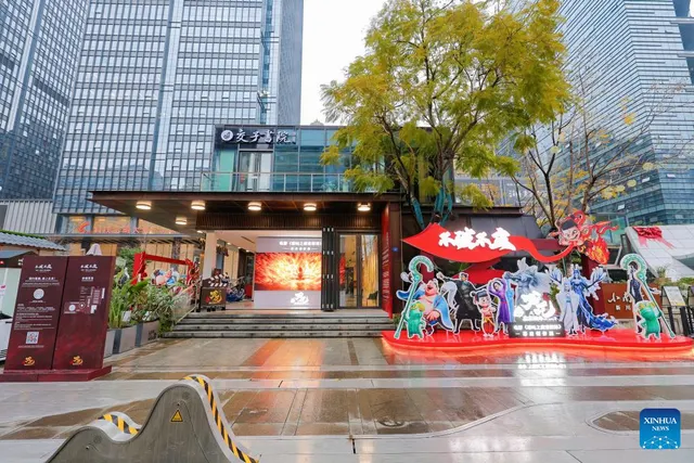 Outside the Ne Zha 2 creation exhibition in Chengdu, 3 March 2025.