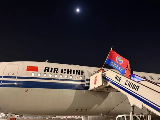Boarding the Türkiye-bound flight in Beijing, 7 February 2023.