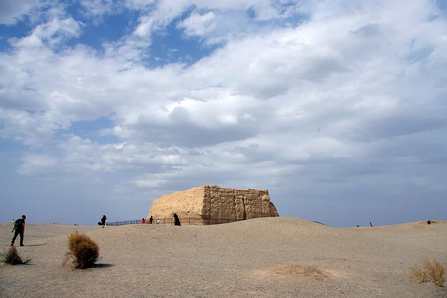 The rammed-earth Xiaofangpan enclosure at Yumen Pass near Dunhuang.