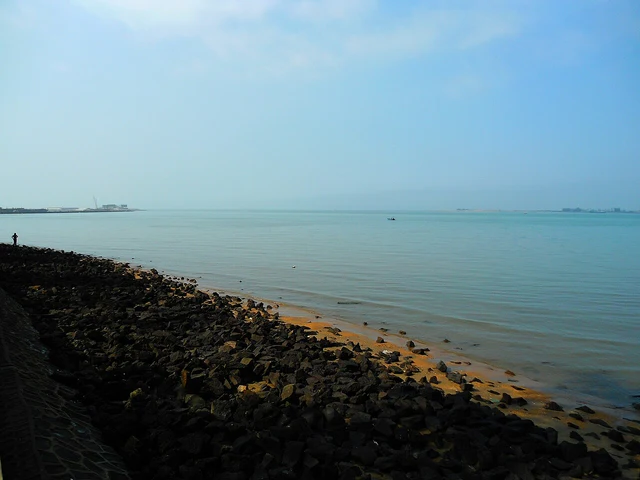 Haikou Bay viewed from Evergreen Park; a historical shoreline photograph.