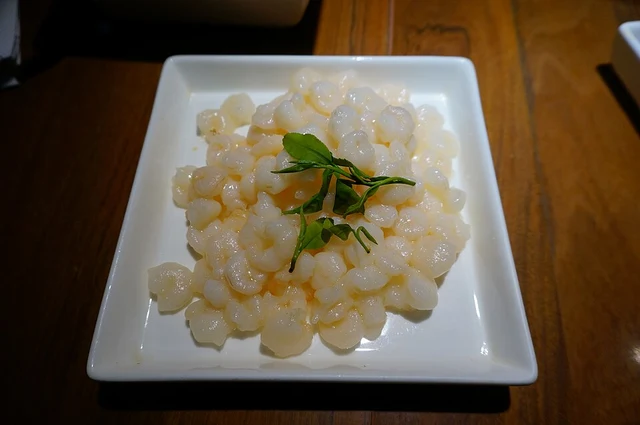 Longjing shrimp with tea leaves at Hangzhou Restaurant in July 2015.