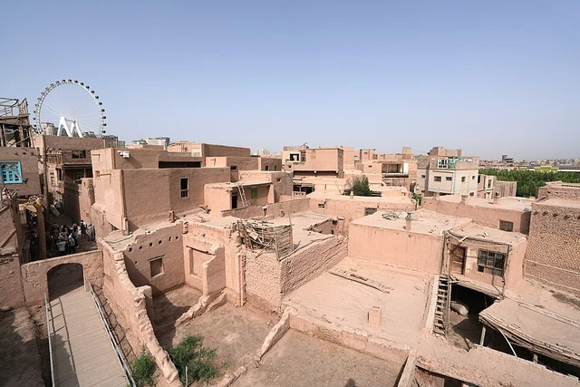 The earthen buildings of Gaotai dwellings in Kashgar in May 2025.