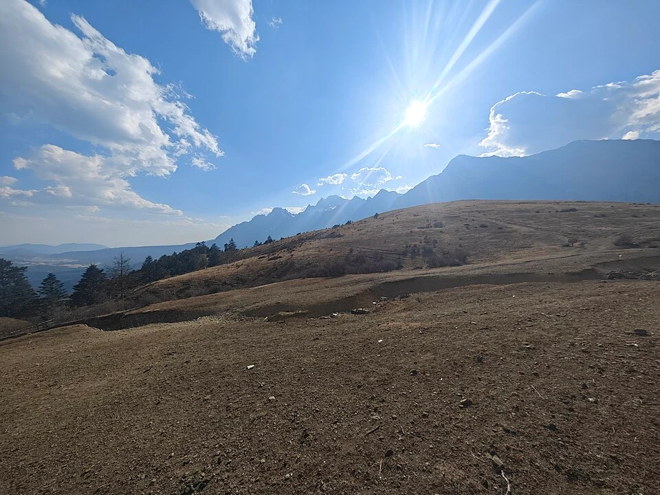 Jade Dragon Snow Mountain seen from Yak Meadow in February 2026.