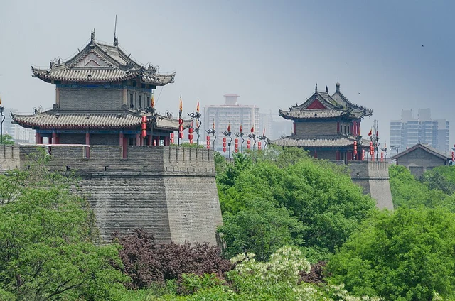 The brick ramparts and towers of Xi'an City Wall.