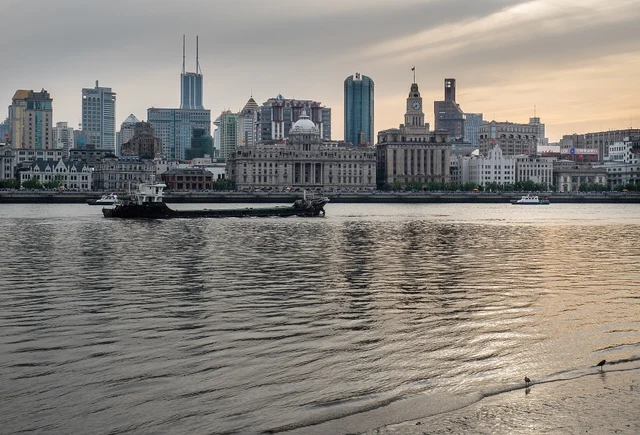The buildings of Shanghai’s Bund seen across the Huangpu River.