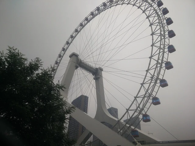 The Tianjin Eye ferris wheel, photographed in May 2016.