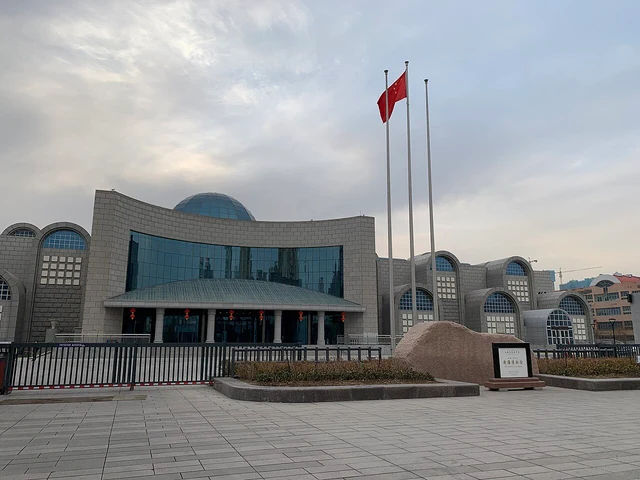 An exterior panorama of Xinjiang Museum photographed in 2021.