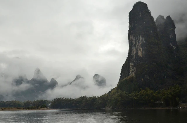 The Li River and karst peaks outside Xingping in Yangshuo.